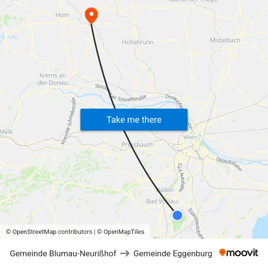 Gemeinde Blumau-Neurißhof to Gemeinde Eggenburg map