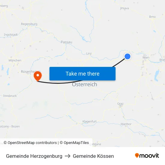 Gemeinde Herzogenburg to Gemeinde Kössen map