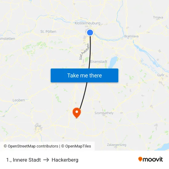 1., Innere Stadt to Hackerberg map