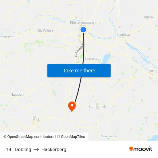 19., Döbling to Hackerberg map