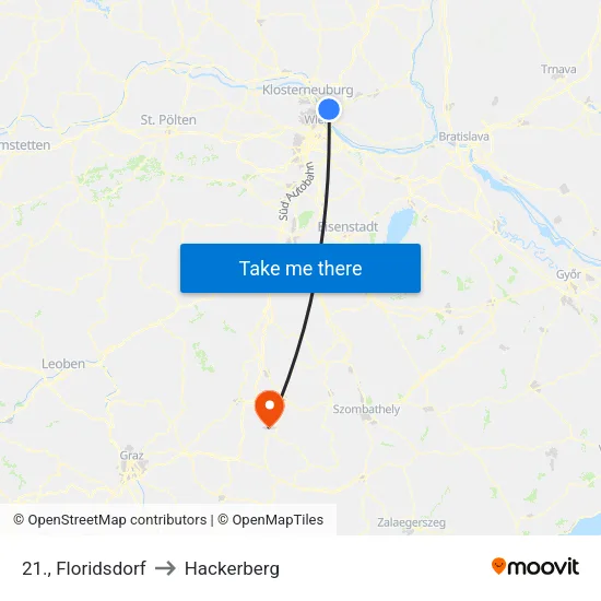21., Floridsdorf to Hackerberg map