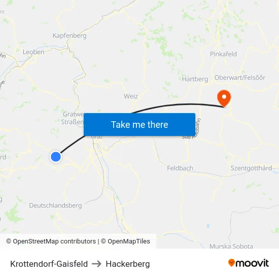 Krottendorf-Gaisfeld to Hackerberg map