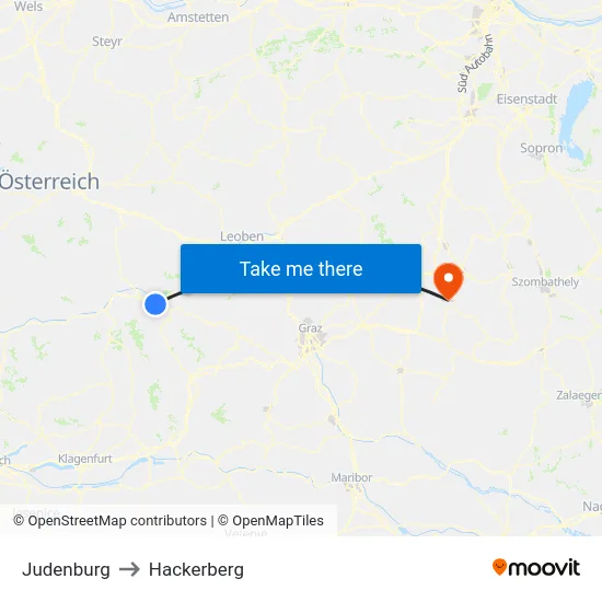 Judenburg to Hackerberg map