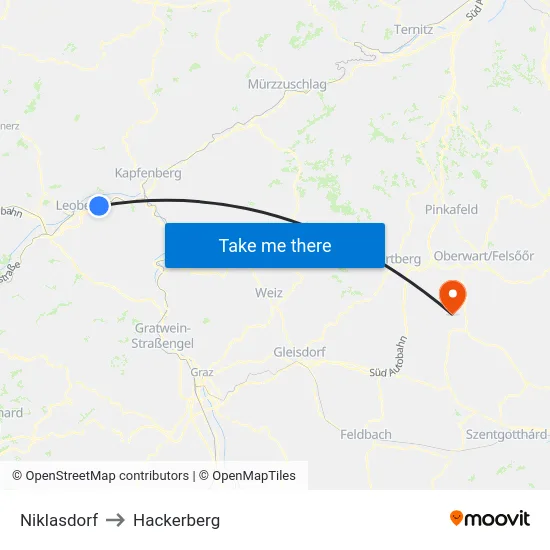 Niklasdorf to Hackerberg map
