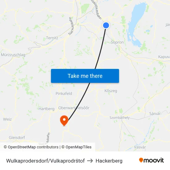 Wulkaprodersdorf/Vulkaprodrštof to Hackerberg map