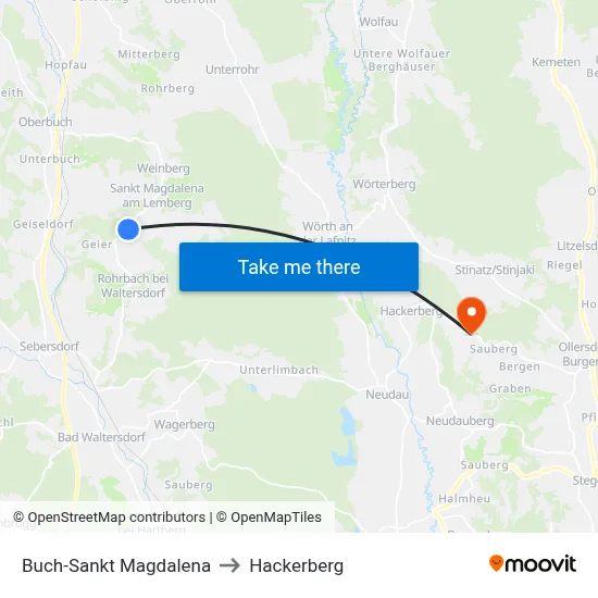 Buch-Sankt Magdalena to Hackerberg map