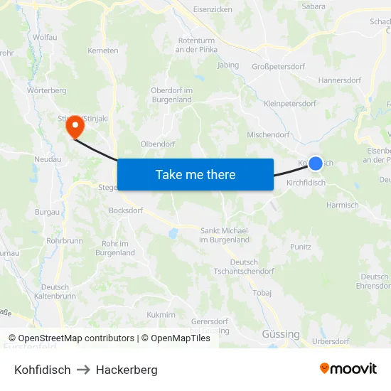Kohfidisch to Hackerberg map