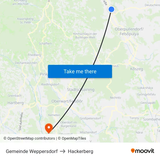 Gemeinde Weppersdorf to Hackerberg map