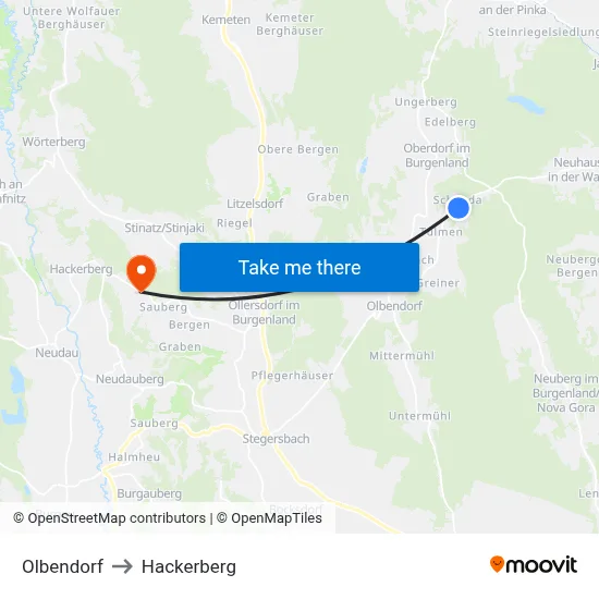 Olbendorf to Hackerberg map