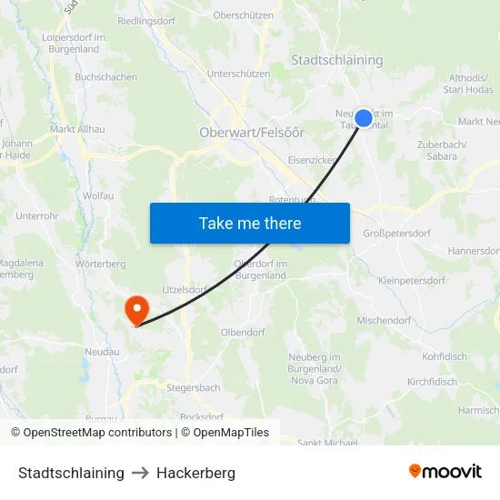 Stadtschlaining to Hackerberg map