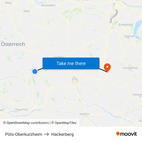 Pöls-Oberkurzheim to Hackerberg map