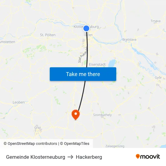 Gemeinde Klosterneuburg to Hackerberg map