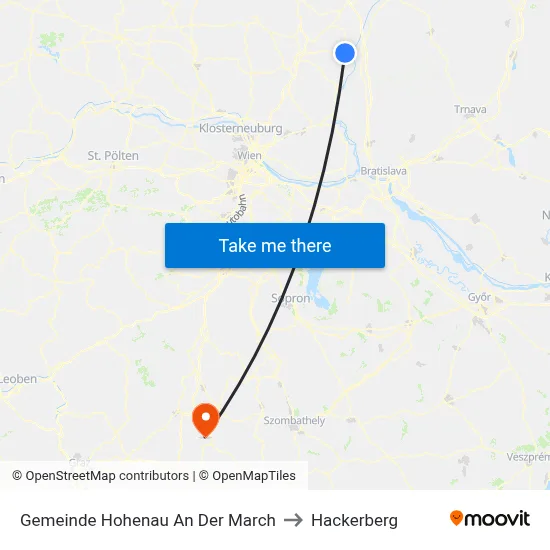 Gemeinde Hohenau An Der March to Hackerberg map