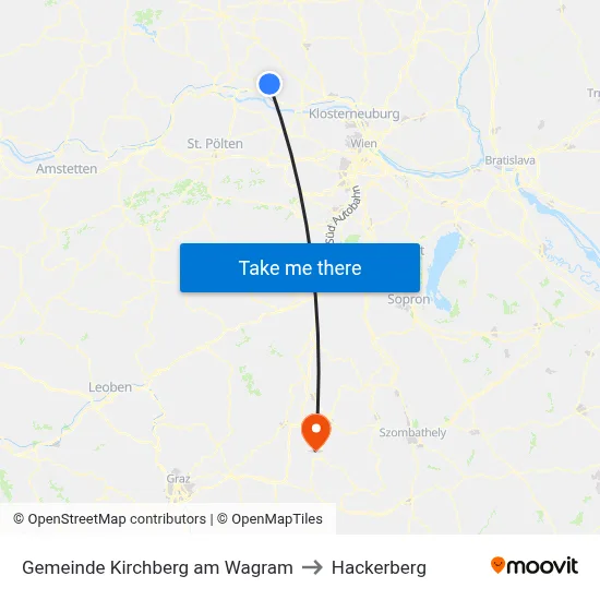 Gemeinde Kirchberg am Wagram to Hackerberg map