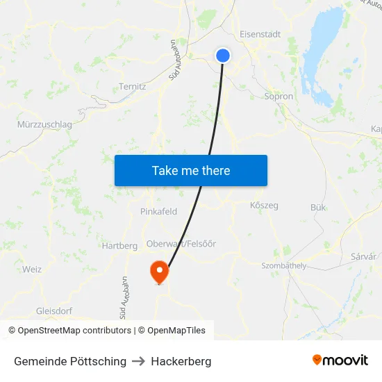 Gemeinde Pöttsching to Hackerberg map
