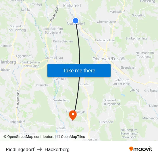 Riedlingsdorf to Hackerberg map