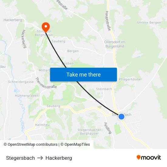 Stegersbach to Hackerberg map