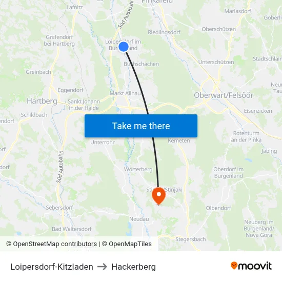 Loipersdorf-Kitzladen to Hackerberg map