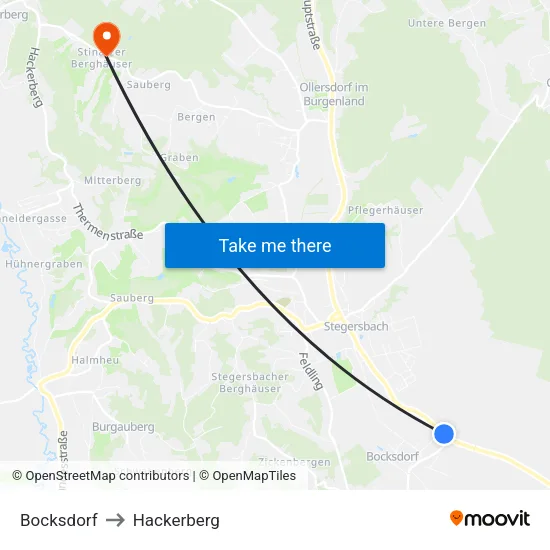Bocksdorf to Hackerberg map