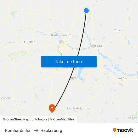 Bernhardsthal to Hackerberg map