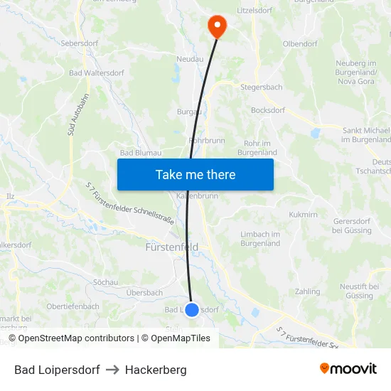 Bad Loipersdorf to Hackerberg map