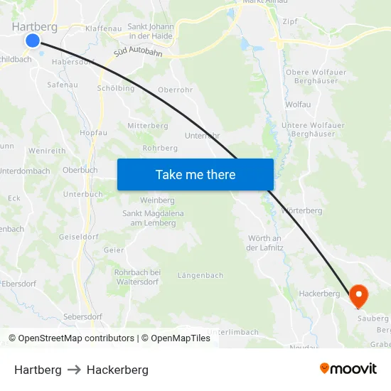 Hartberg to Hackerberg map