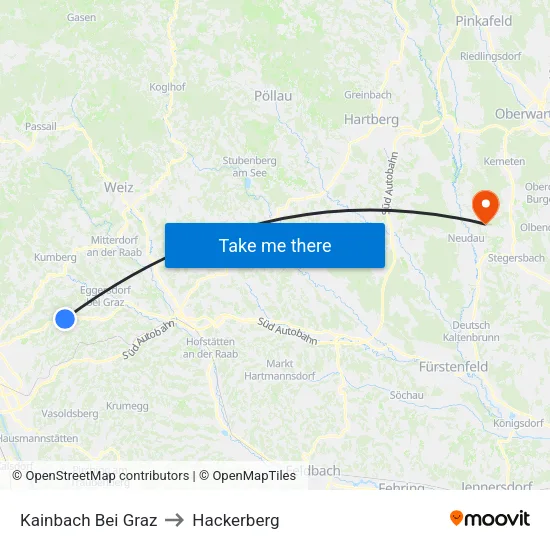 Kainbach Bei Graz to Hackerberg map