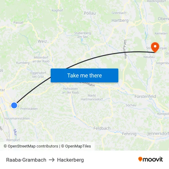 Raaba-Grambach to Hackerberg map