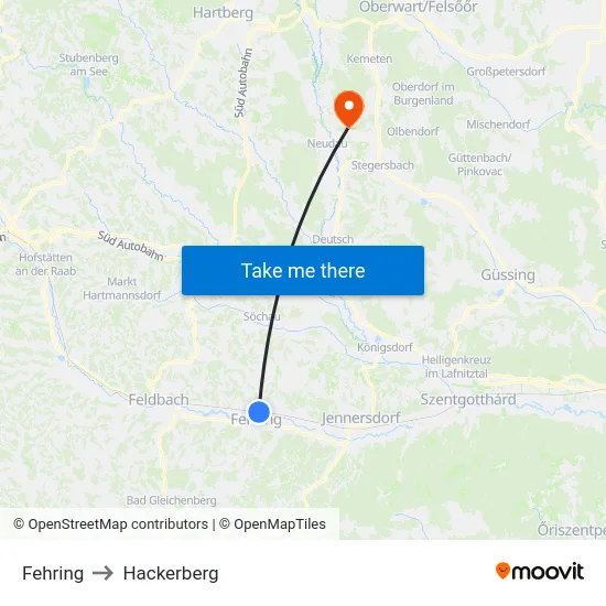 Fehring to Hackerberg map