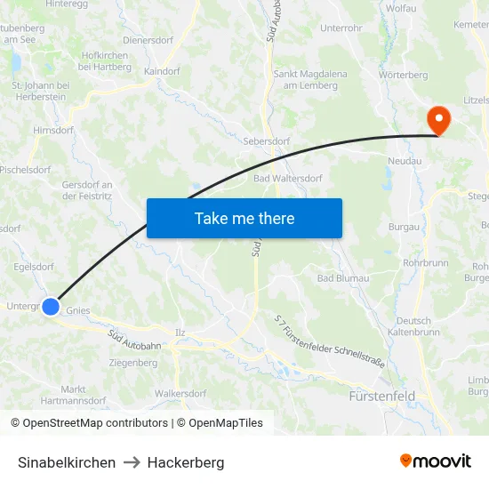 Sinabelkirchen to Hackerberg map