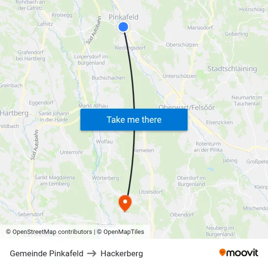 Gemeinde Pinkafeld to Hackerberg map