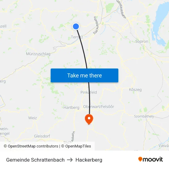 Gemeinde Schrattenbach to Hackerberg map