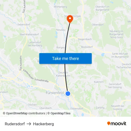 Rudersdorf to Hackerberg map