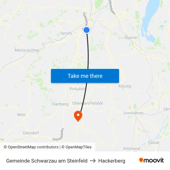 Gemeinde Schwarzau am Steinfeld to Hackerberg map