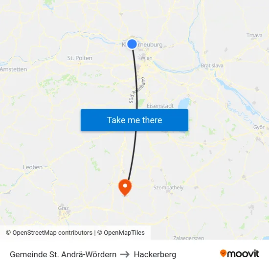 Gemeinde St. Andrä-Wördern to Hackerberg map
