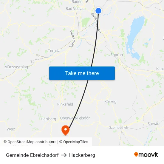 Gemeinde Ebreichsdorf to Hackerberg map