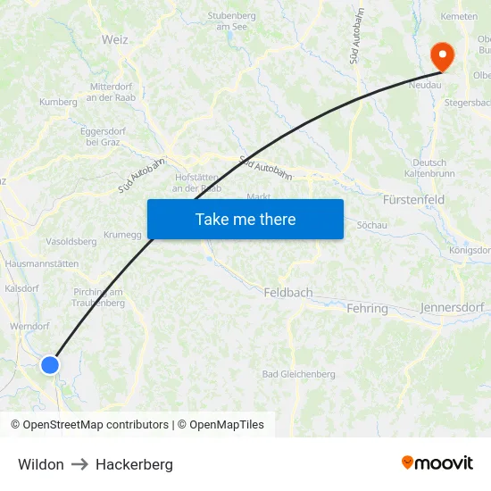 Wildon to Hackerberg map