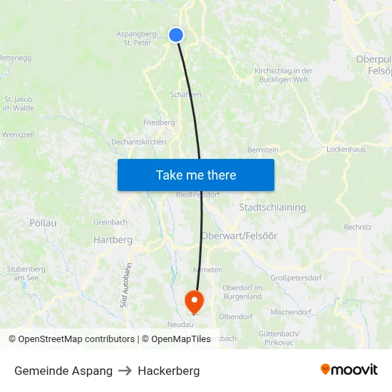 Gemeinde Aspang to Hackerberg map