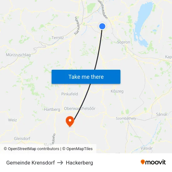 Gemeinde Krensdorf to Hackerberg map
