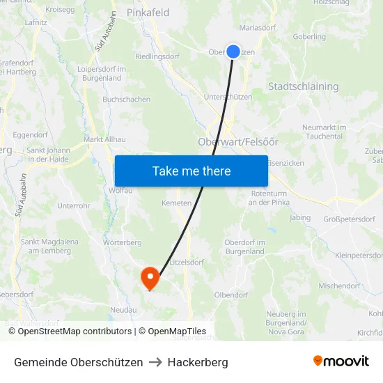 Gemeinde Oberschützen to Hackerberg map