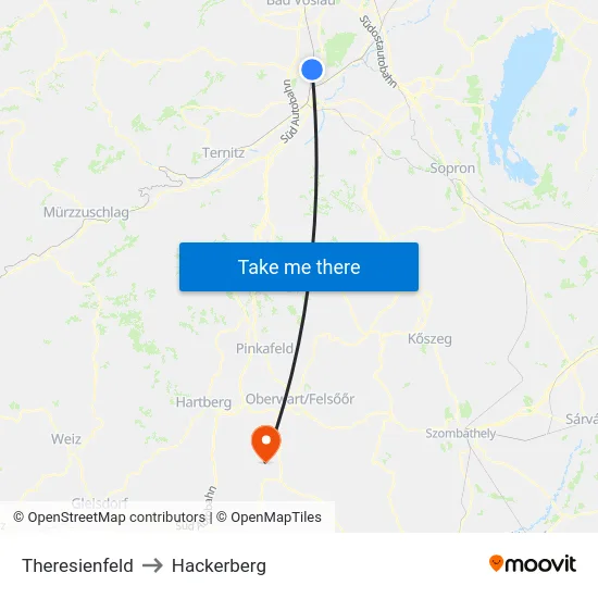 Theresienfeld to Hackerberg map