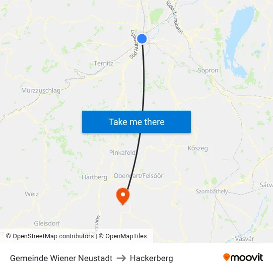 Gemeinde Wiener Neustadt to Hackerberg map
