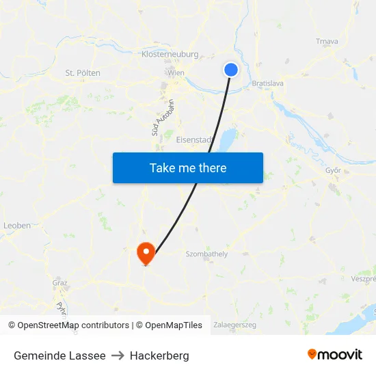 Gemeinde Lassee to Hackerberg map