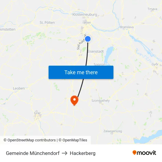 Gemeinde Münchendorf to Hackerberg map