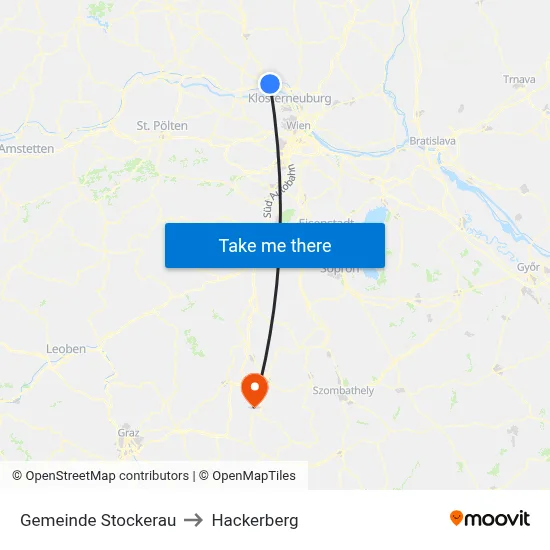 Gemeinde Stockerau to Hackerberg map