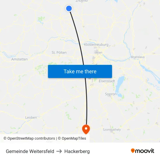 Gemeinde Weitersfeld to Hackerberg map