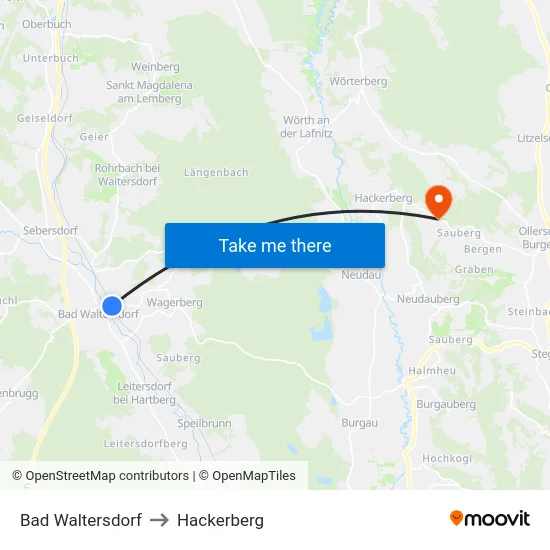 Bad Waltersdorf to Hackerberg map