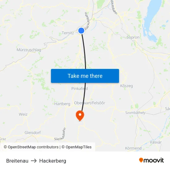 Breitenau to Hackerberg map