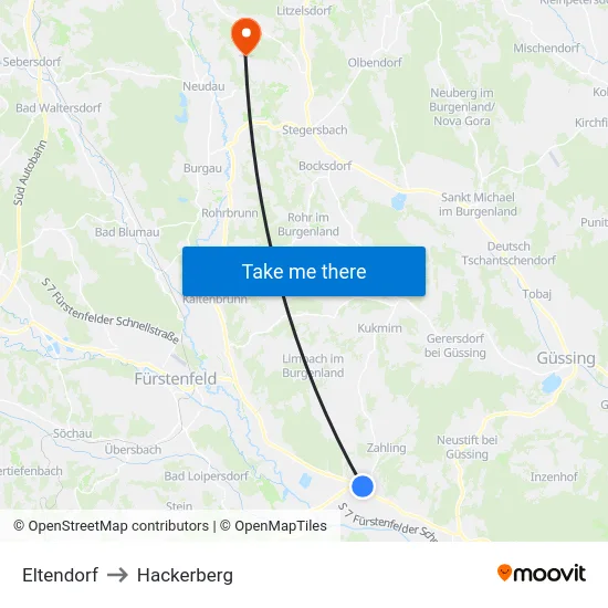 Eltendorf to Hackerberg map