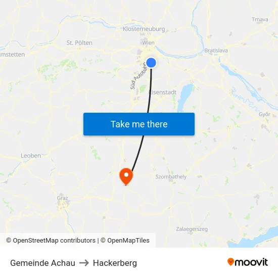 Gemeinde Achau to Hackerberg map